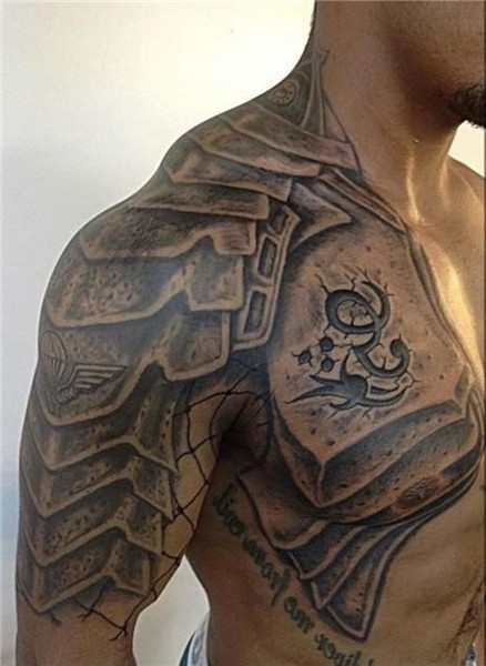 Chestplate scale tattoo Shoulder armor tattoo, Armor tattoo,