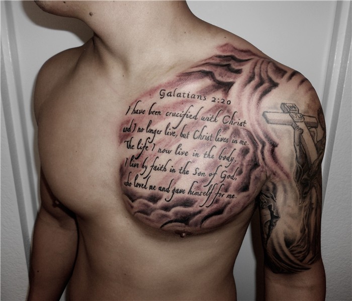 Chest tattoo men, Cool chest tattoos, Verse tattoos