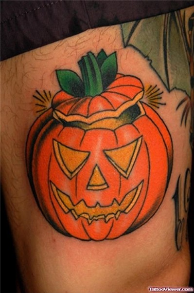 Classic Color Pumpkin Halloween Tattoo