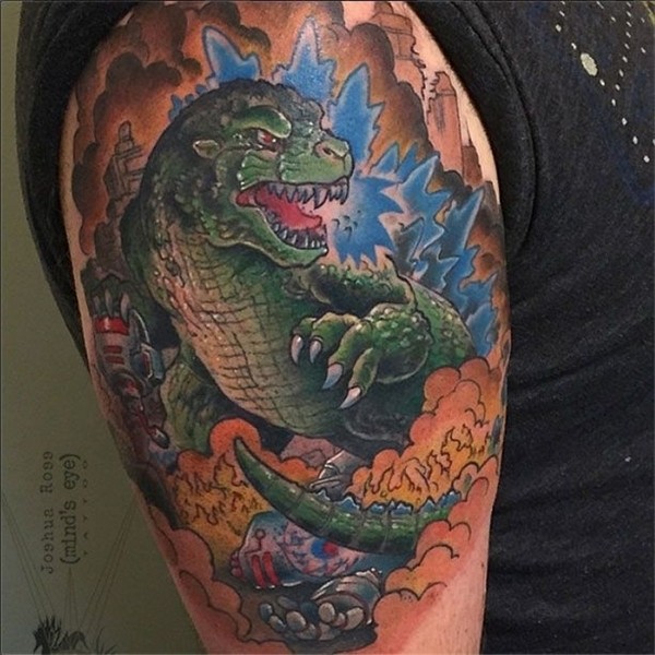 Classic Godzilla tattoo by Joshua Ross at Mind's Eye Tattoo