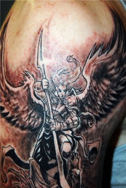 Classy Angel Warrior Tattoo On Sleeve
