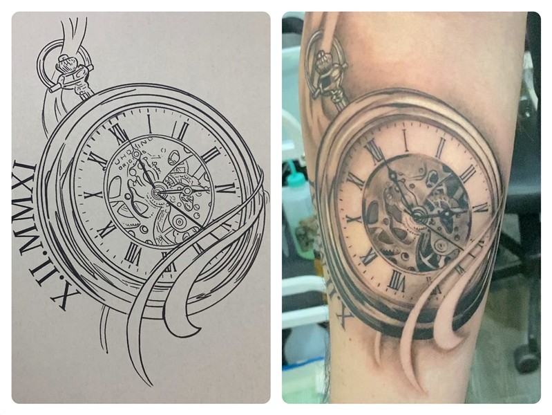 Clock tattoo Clock tattoo, Tattoos, Compass tattoo