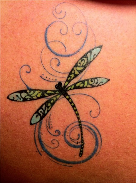 Color Ink Dragonfly Tattoo On Back Dragonfly tattoo design,