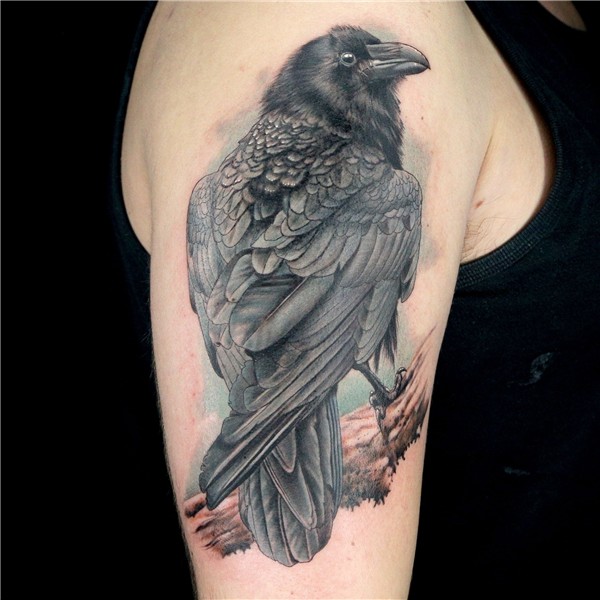 Color Realistic Raven Tattoo by Old Town Ink (Bubba Irwin &