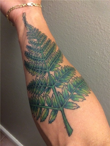 Colored Fern Tattoo - Celtic symbol for Passion, Strength &