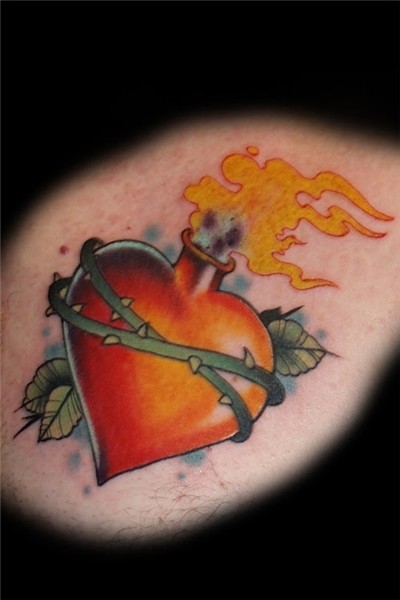 Colored Heart Faith Hope Love Tattoo - tattoo design