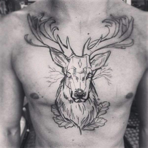 Cool Chest Deer Tattoo for Men Cool Man Tattoos Deer tattoo,