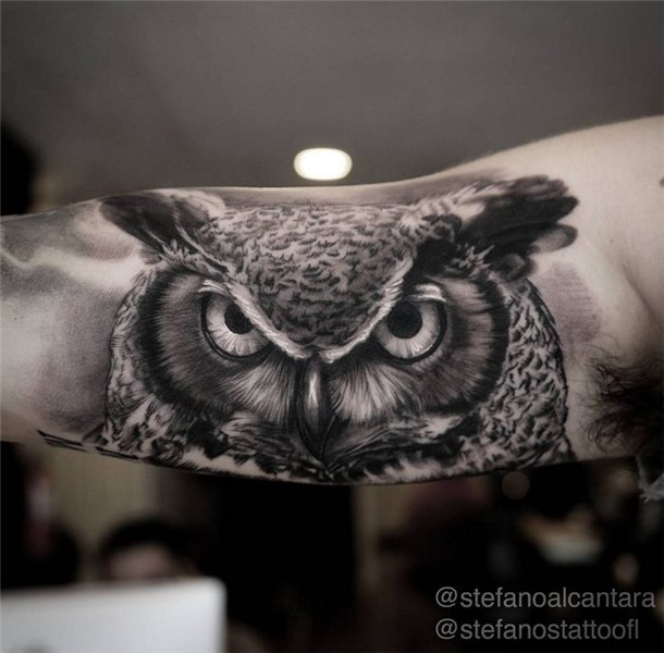 Created by Stefano Alcantara  Realistic owl tattoo, Tat
