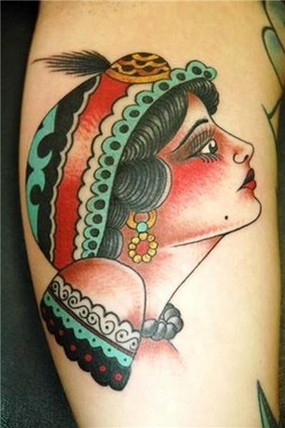 Cultural gypsy head tattoo design - Tattoos Book - 65.000 Ta