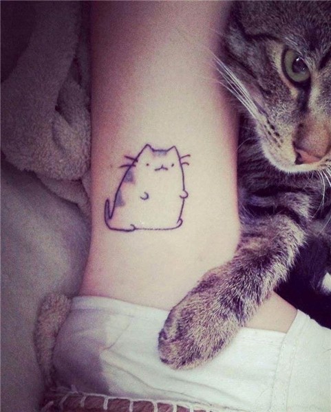 Cute cartoon cat tattoo on ankle - Tattooimages.biz Cute cat