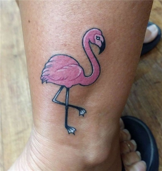 Cute pink flamingo tattoo done by Doozer Soto #pinkflamingo