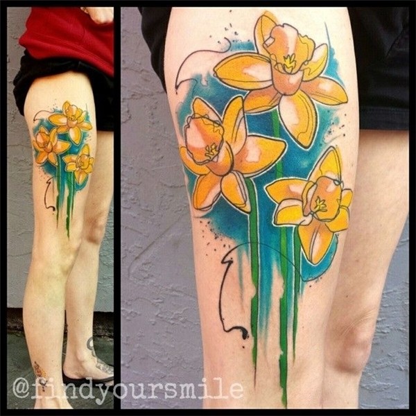 Daffodil by Russell van Schaick Daffodil tattoo, Watercolor