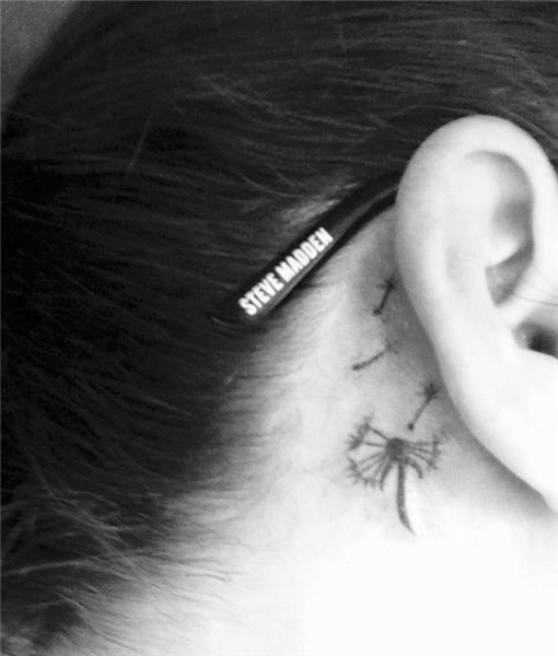 Dandelion behind the ear tattoo. Breathe and surrender. Ear