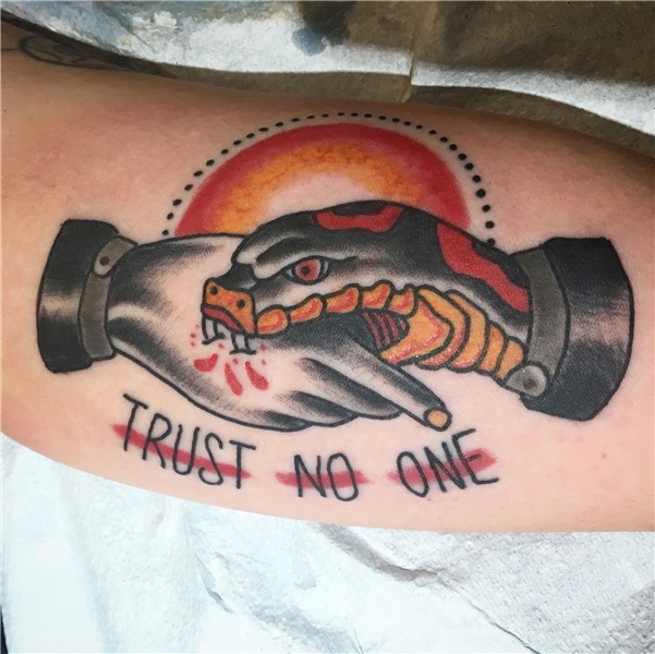 Dave Steele tattooed this rad Trust No One last night! Hand
