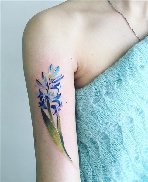 Delicate Botanical Tattoos by Pis Saro Blue flower tattoos,