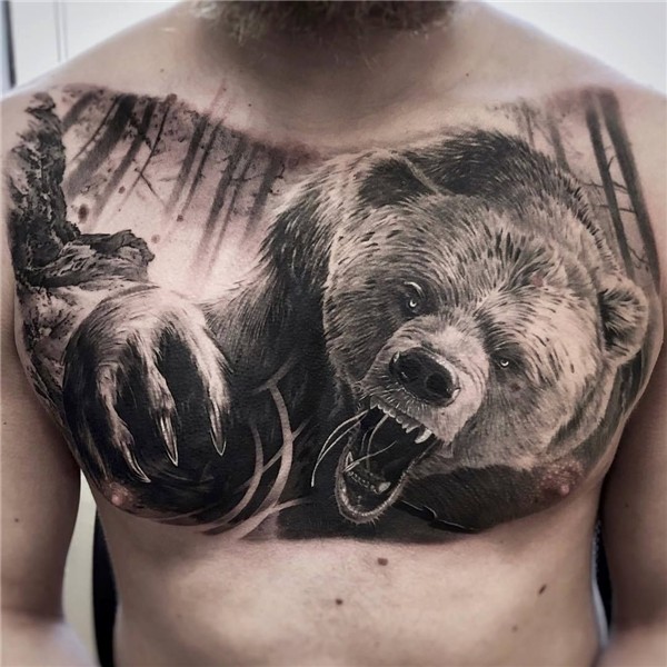 Dmitry Perunov Bear tattoos, Grizzly bear tattoos, Bear tatt