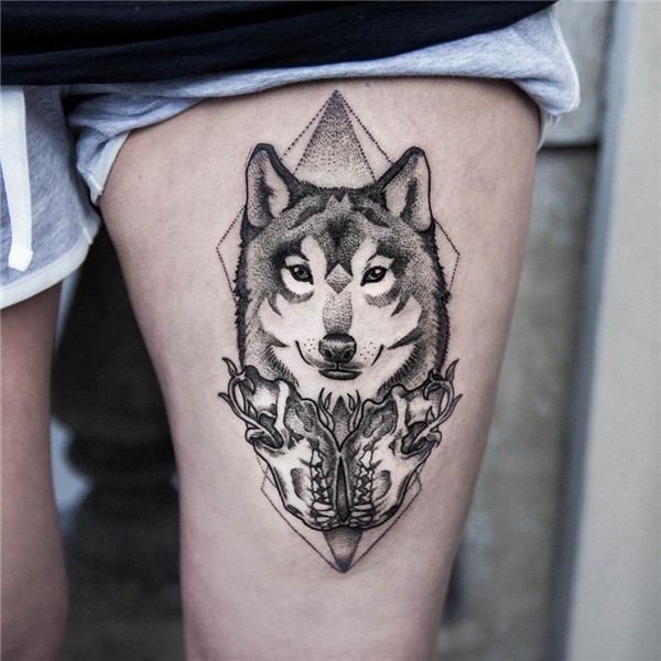 Dogma Dotwork - Wolf tattoo by 23Dogma.... Geometric wolf ta