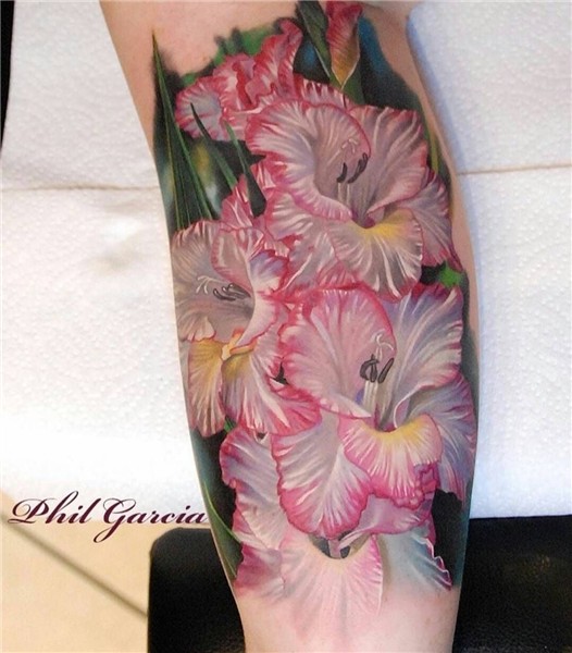 Done by @philgarcia805 Realistic flower tattoo, Gladiolus fl