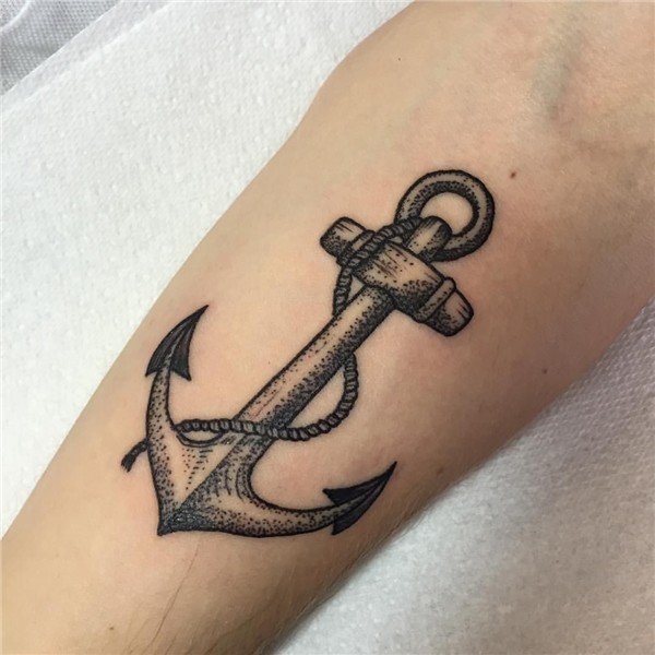 Dotwork forearm anchor tattoo Tattoos for guys, Arm tattoos