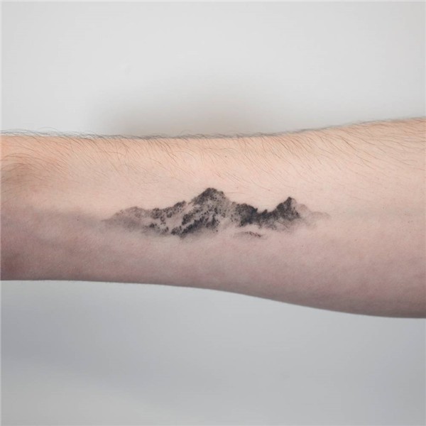 Dotwork mountains tattoo - Tattoogrid.net
