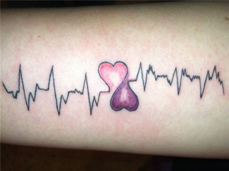 EKG tattoo : I want this with one side my heartbeat and the