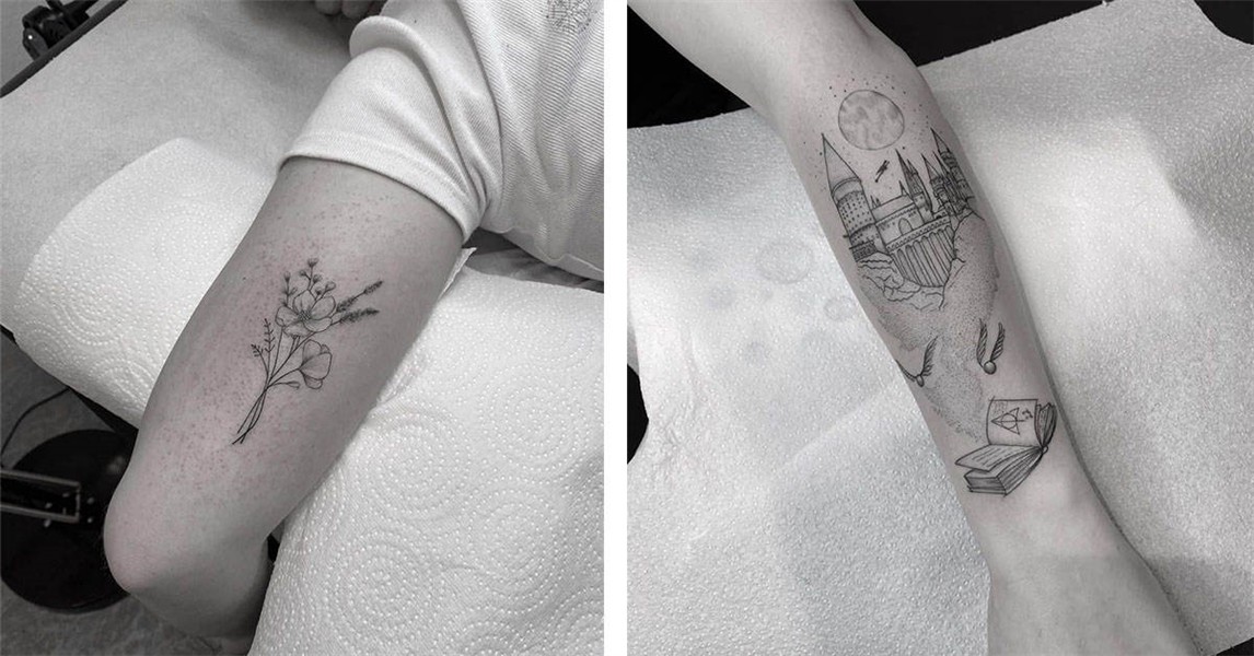 Elegant And Aesthetic Fine Line Tattoo Designs by Lucky Hoba