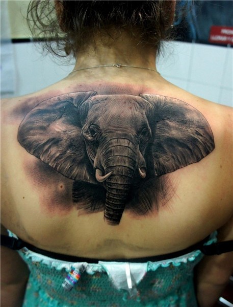 Elephant tattoo. Excellent detail, placement Elephant tattoo
