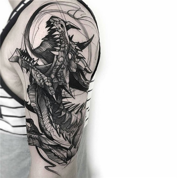 European dragon tattoo sleeve 2 Sketch style tattoos, Sleeve