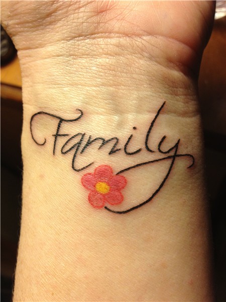 Family tattoo with a cardinal in place of the flower or a da