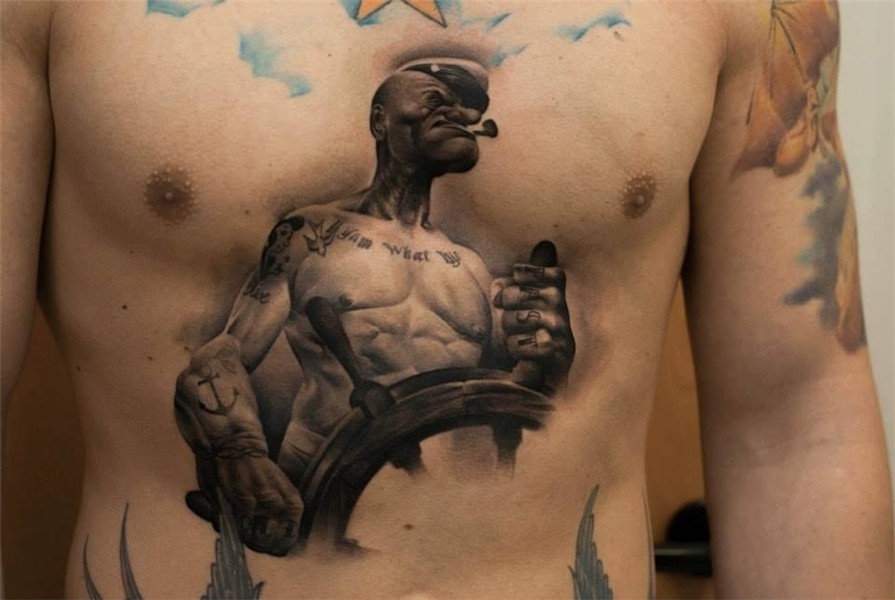 Featured Tattoo Artist: Denis Sivak Popeye tattoo, 3d tattoo