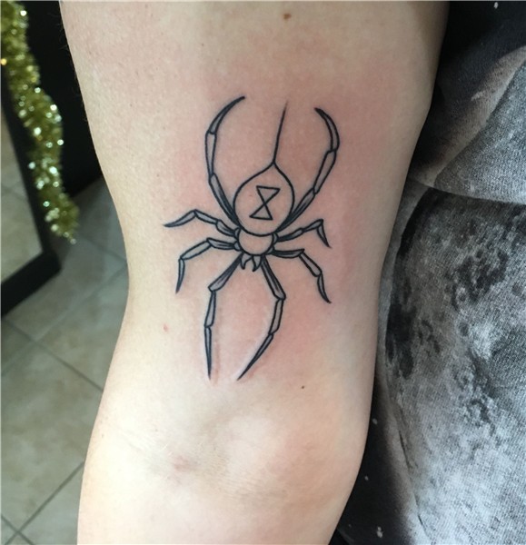 Female black widow spider tattoo * line work * minimalist *