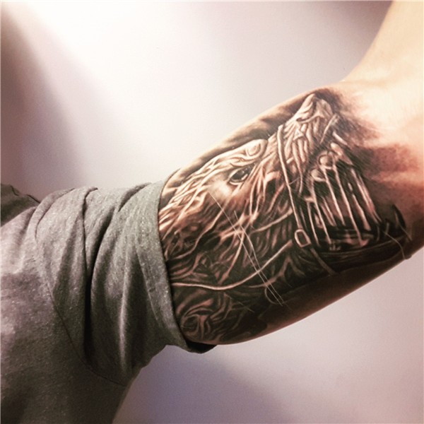 Fenrir Inner Biceps Tattoo. Inner bicep tattoo, Inside bicep