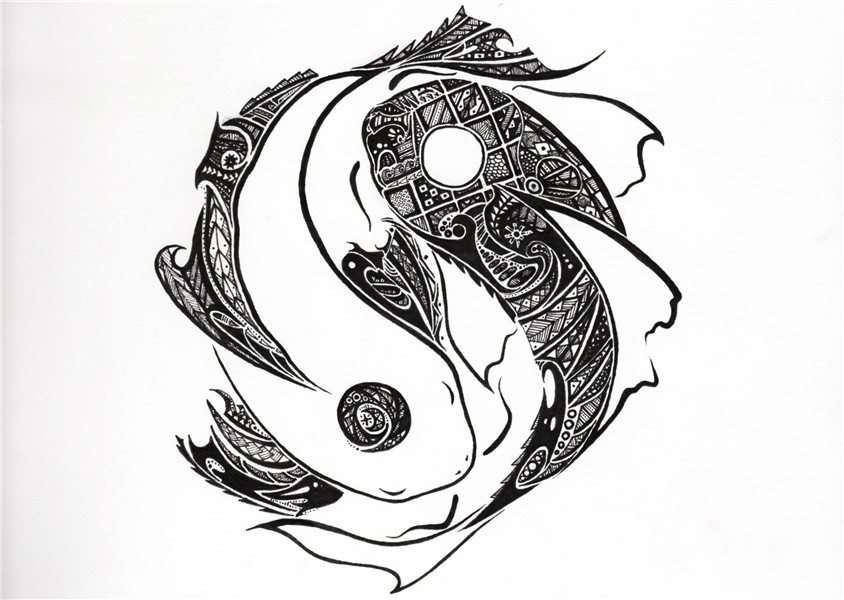 Finally finished my tribal yinyang koi design for class - Im