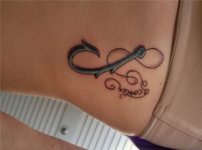 Fish Hook Tattoo w/ name Hook tattoos, Tattoos for daughters