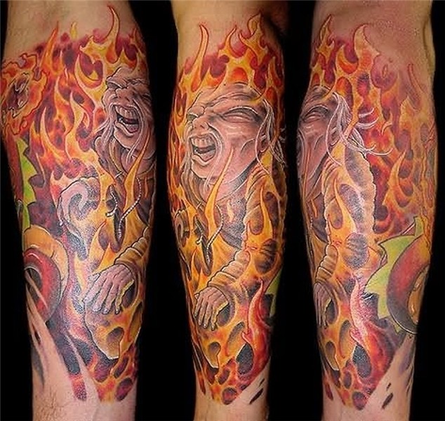 Fish flame tattoo on leg - Tattoos Book - 65.000 Tattoos Des