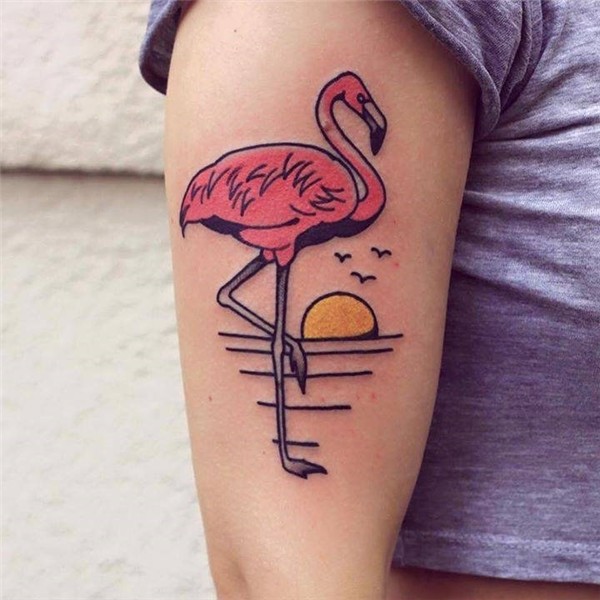 Flamingo and sunset tattoo - Tattoogrid.net