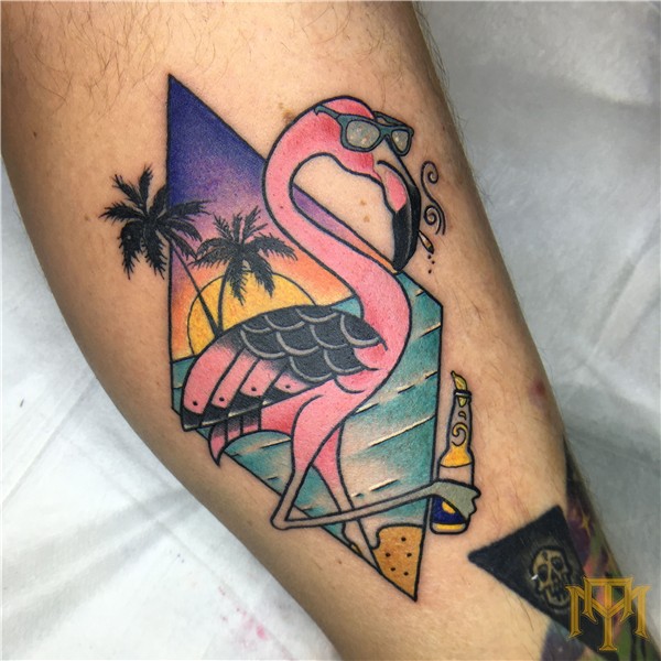 Flamingo tattoo by Nic Lewis from TRADE MARK TATTOO Durban S