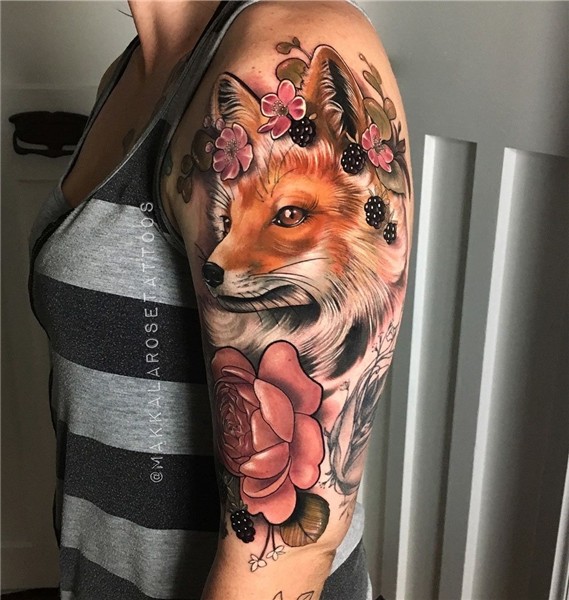 Floral Fox Animal tattoos, Sleeve tattoos, Fox tattoo