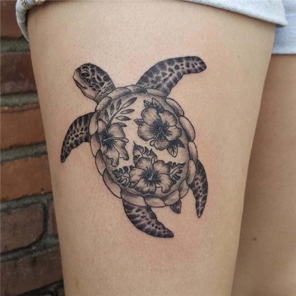 Flower Shell Sea Turtle Tattoo #Hawaiiantattoos Tatuajes tri