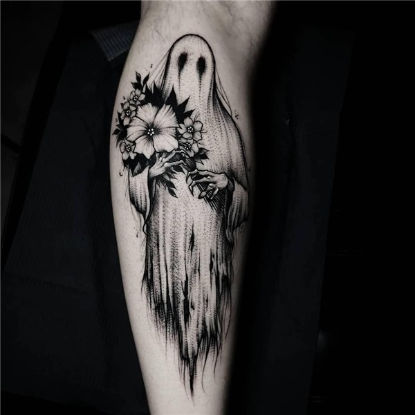 Flowery Ghost tattoo by @niko_nerdo in Annecy, France #nikon