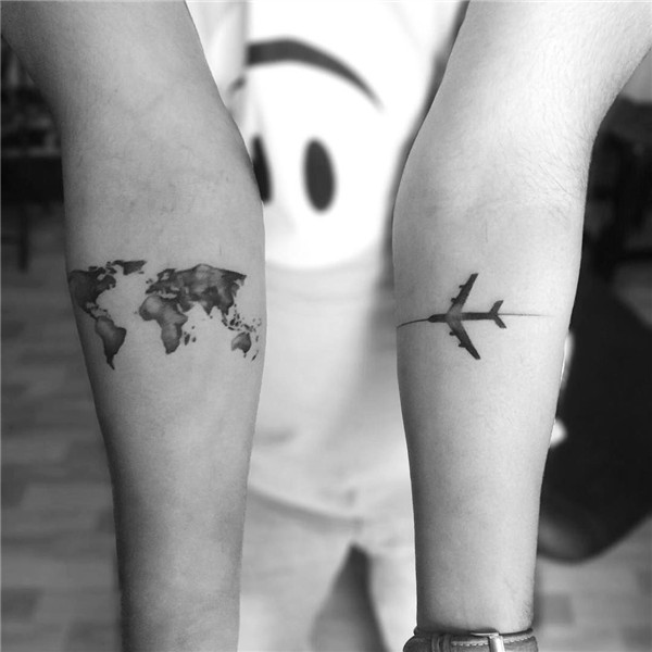 Fly Across the World Travel Tattoo Tatuagens de mapa, Tatuag