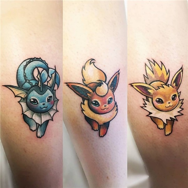 Follow @gamer.ink for more . Eevee Evolutionsby @lillysuetat