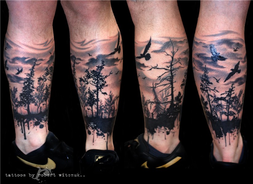 Forest in Shadow Tattoo by Robert Witczuk Forest tattoos, Sh