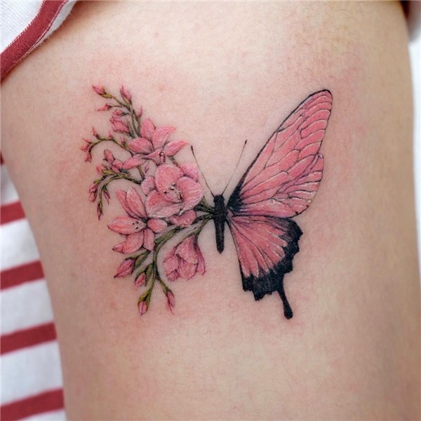 Freesia butterfly 🦋 . . #butterflytattoo #flowertattoo #free