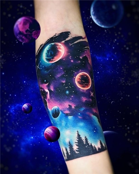 Galaxy half sleeve by Adrian Bascur Tattoo galaxy, Half slee