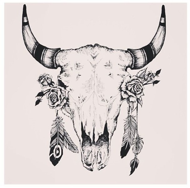 Gallery For Bull Skull Drawing Bull skull tattoos, Skull tat