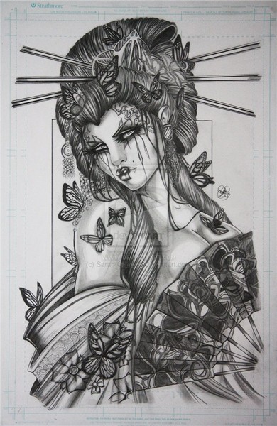 Geisha Drawing Lady For Free Download - Japanese Geisha Draw