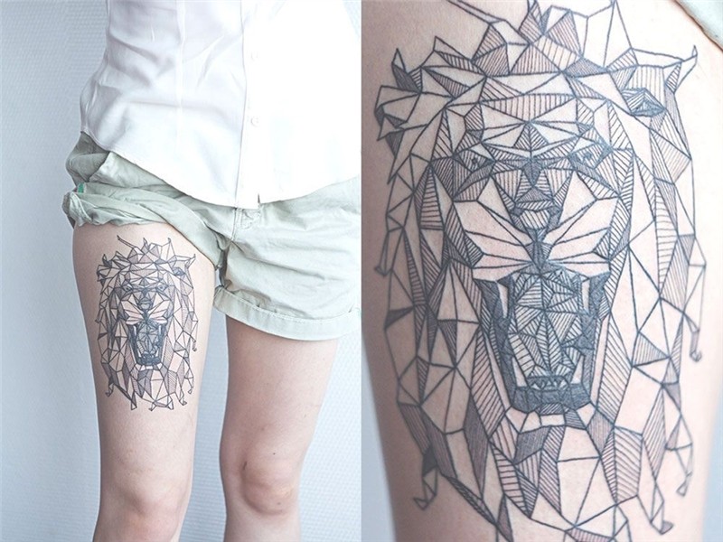 Geometric Lion Tat Best tattoo design ideas Geometric bear t