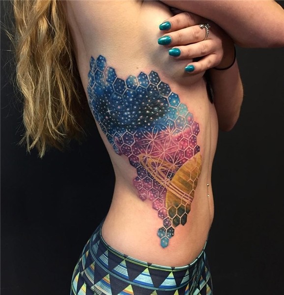 Geometric Space Tattoo With Saturn