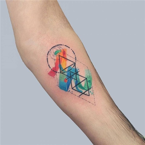 Geometric watercolor tattoo by baris yesilbas - Tattoogrid.n